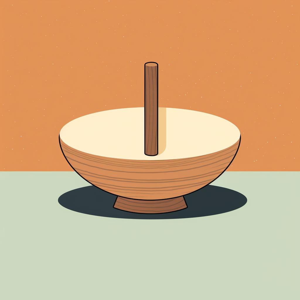 A mallet circulating around the rim of a meditation bowl